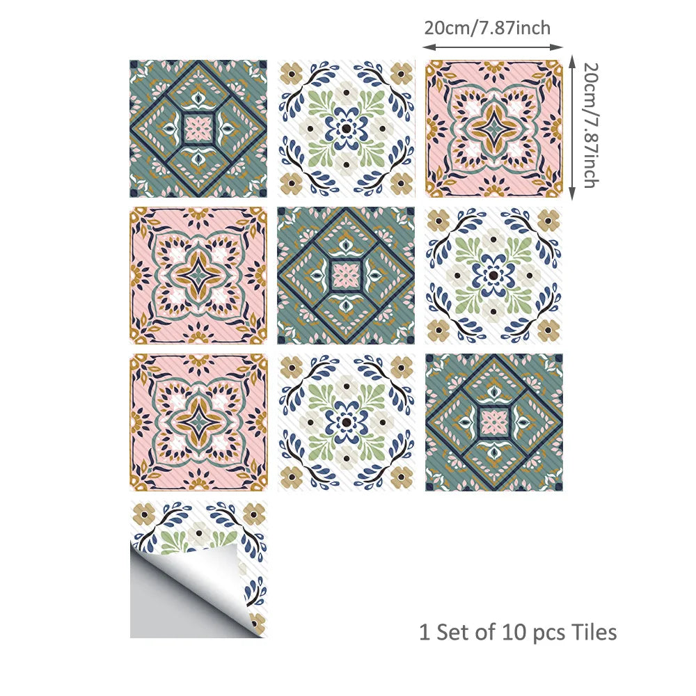 20*20cm Nordic Style Floor Tile Stickers Waterproof Anti-slip Wall Decals Home Decor for Bathroom Kitchen Oasis Select DB180 20 20CM 10PCS