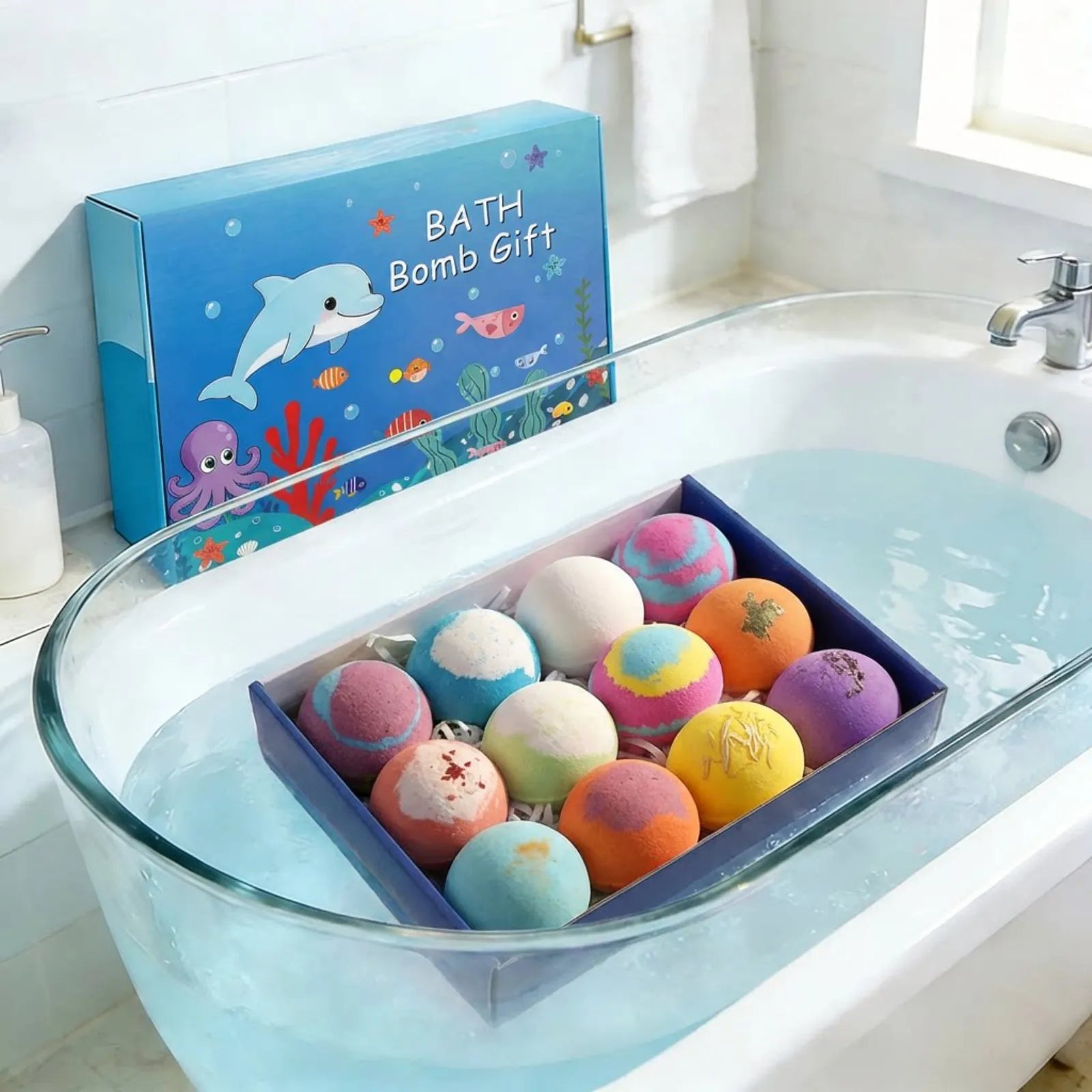 6-12PCS Bath Bombs Surprise Toy Inside Bath Bombs Natural Mega Bubbles Ocean Theme Skin Friendly Set Birthday Gift Oasis Select