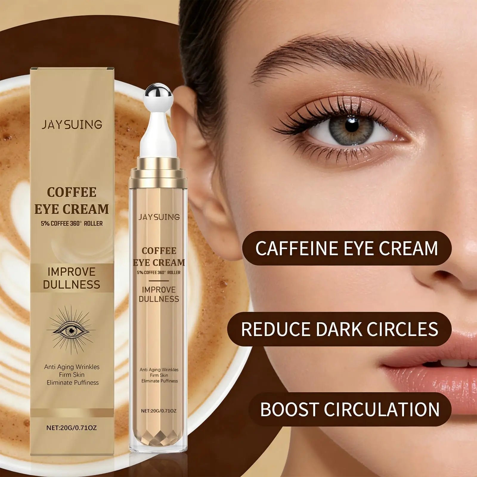 Caffee Firming Eye Cream Eye Roller Fade Dark Circles Remove Eye Bags Tightening Lifting Improves Fine Lines Eye Care Serum Oasis Select