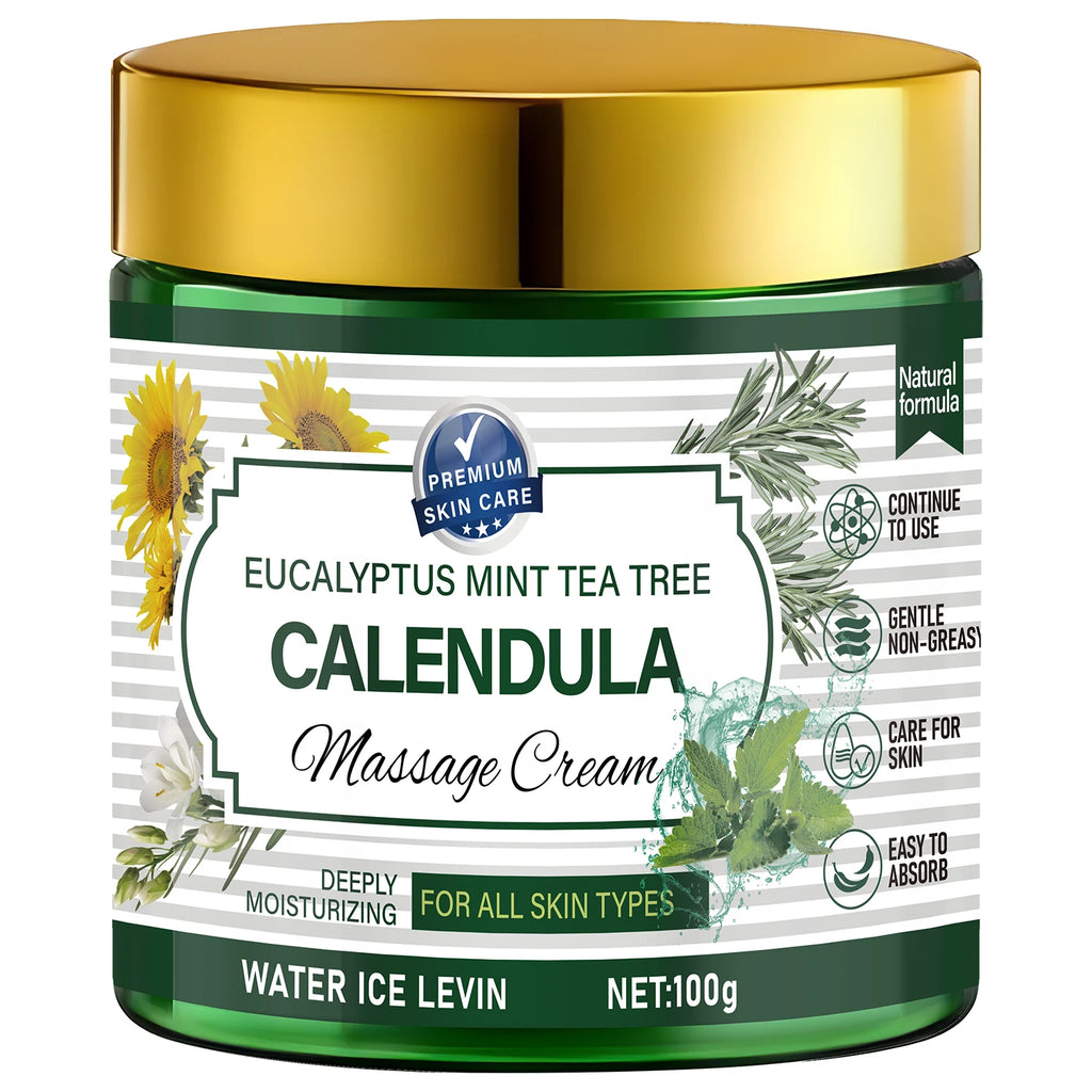 Eucalyptus Mint Tea Tree Calendula Massage Cream with Retinol & Niacinamide - Soothing Body Care Oasis Select Gold 100g