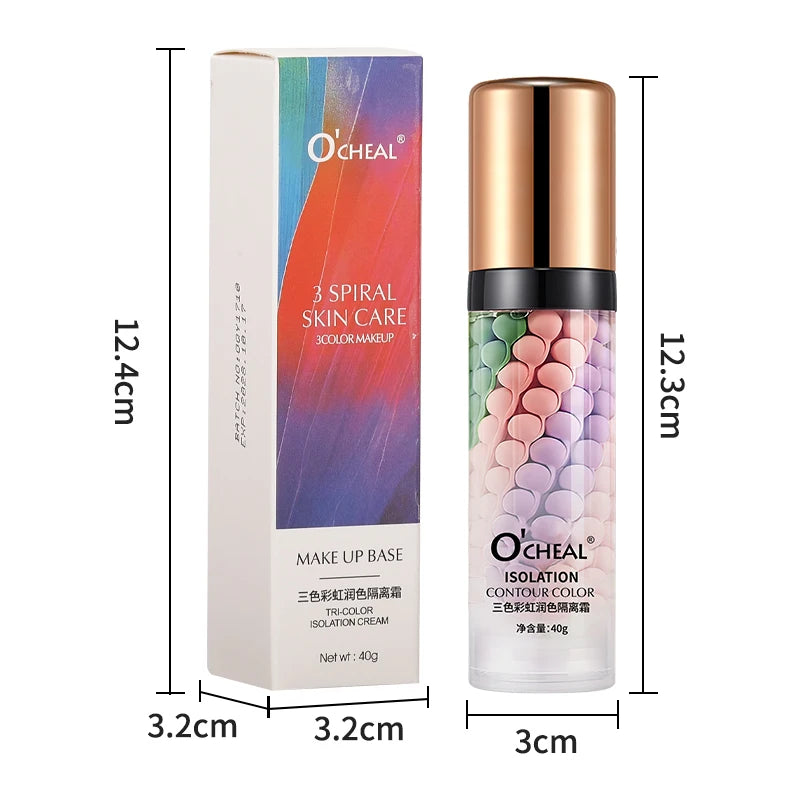 O‘’CHEAL One-Step Three Color Spiral Contour Isolation Primer Moisturizing Cream Face Care Corrector Foundation Makeup Cosmetic Oasis Select