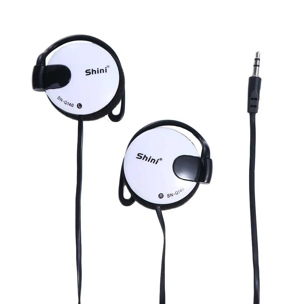 3.5mm Bass Headphones Ear Hook Headset Sports Earphone Wired Earpiece For Mp3 Computer Mobile Telephone Oasis Select white