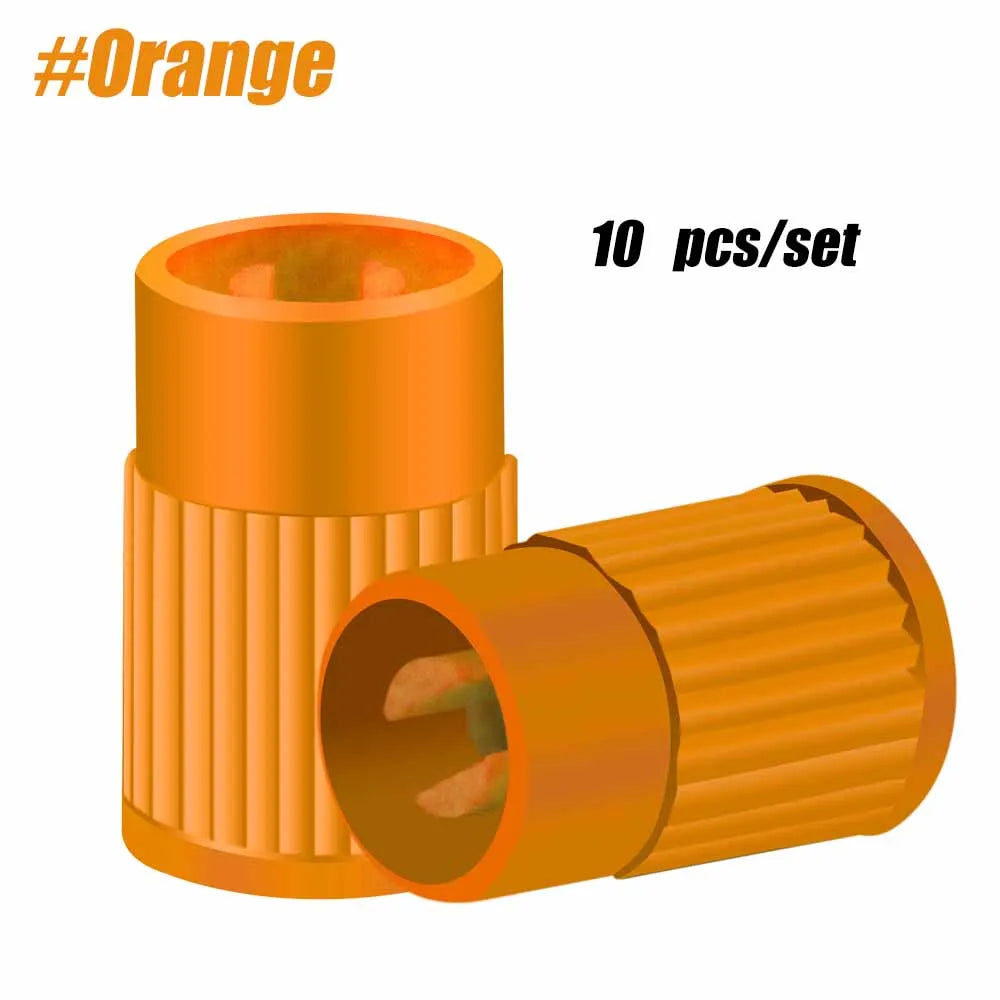 10pcs Tyre Valve Caps, Plastic Car Tire Stem Dust Covers Universal Valve Caps for Cars Trucks Motorcycles SUVs and Bikes Oasis Select Orange