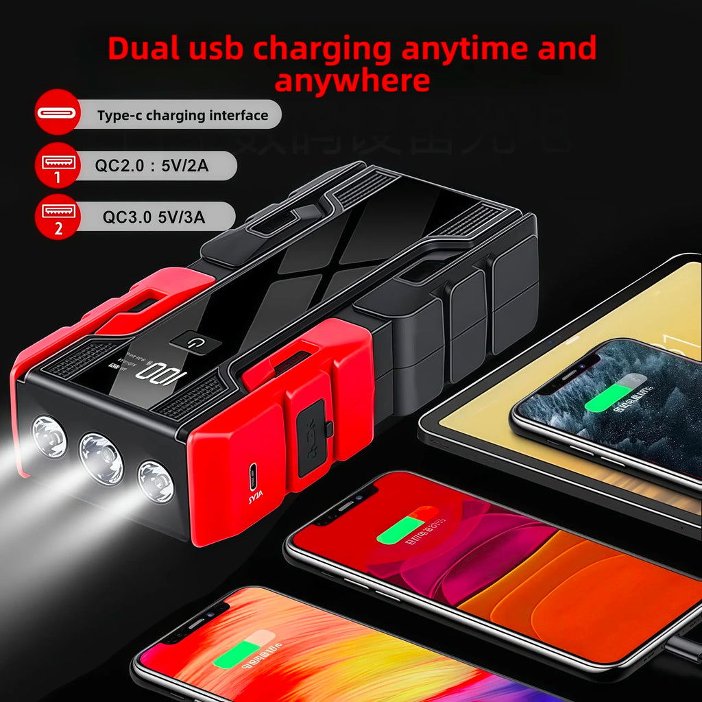New 12V 99800mAh Car Jump Starter ,Portable Emergency Power Bank Battery Booster with LED Light, USB, for SUV Van Motorcycle ATV Oasis Select
