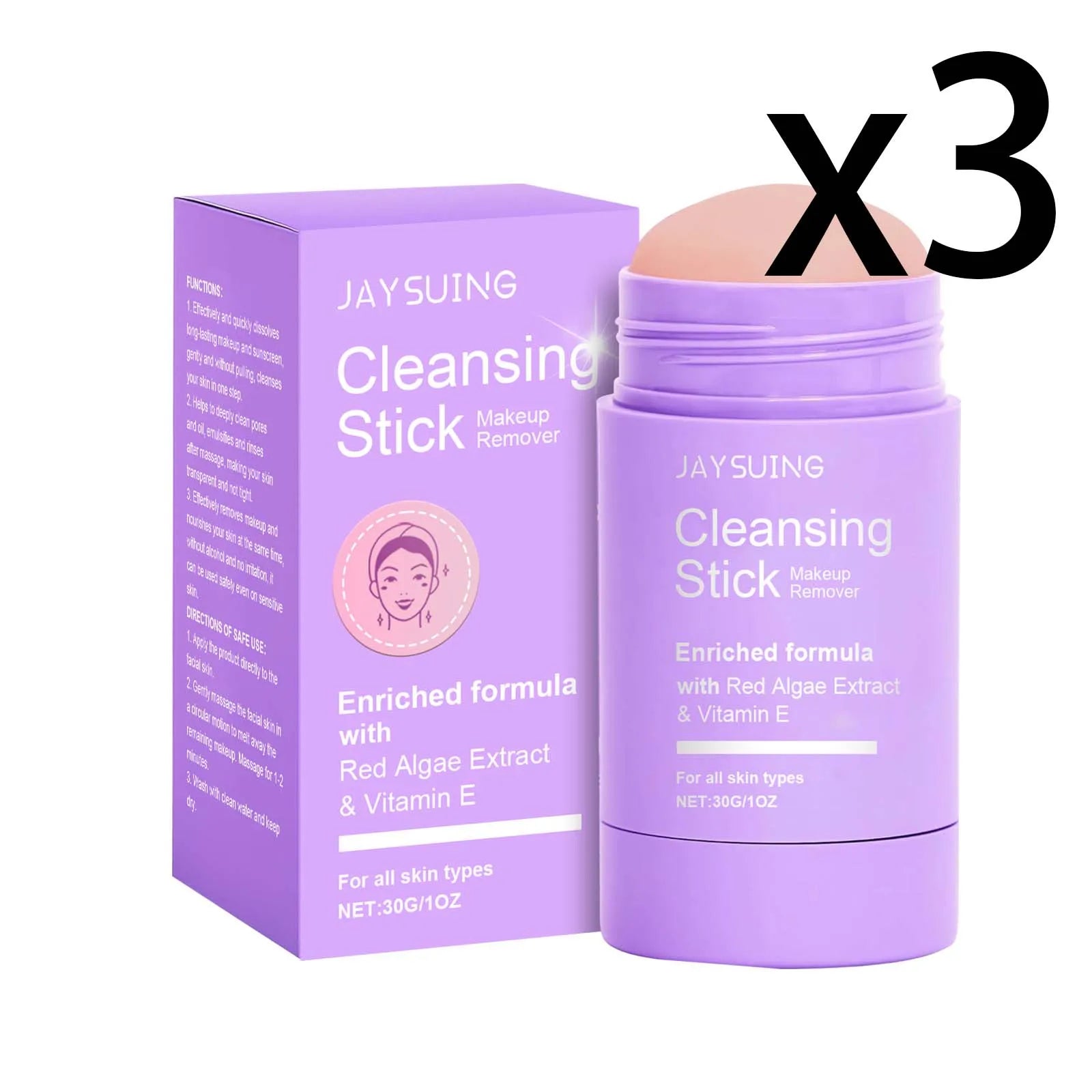 Vitamin E Makeup Remover Stick Deeply Remove Pores Quickly Dissolve Cosmetics Maintain Skin Health Refreshing Cleansing Cream Oasis Select 3x30g 30g