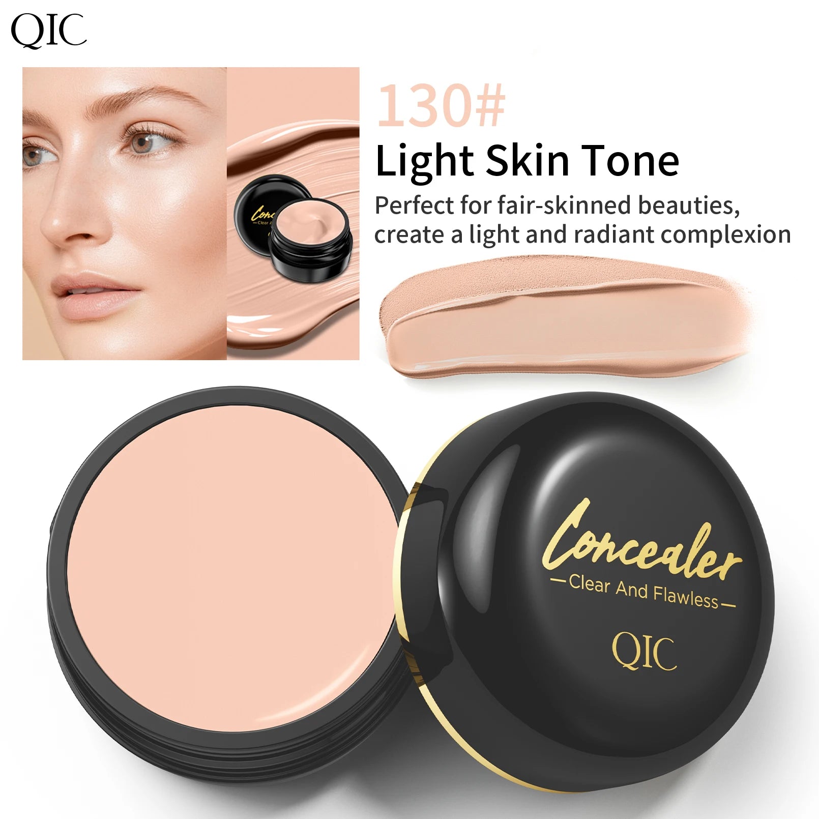 QIC Waterproof Concealer – Full Coverage, Smudge-Resistant