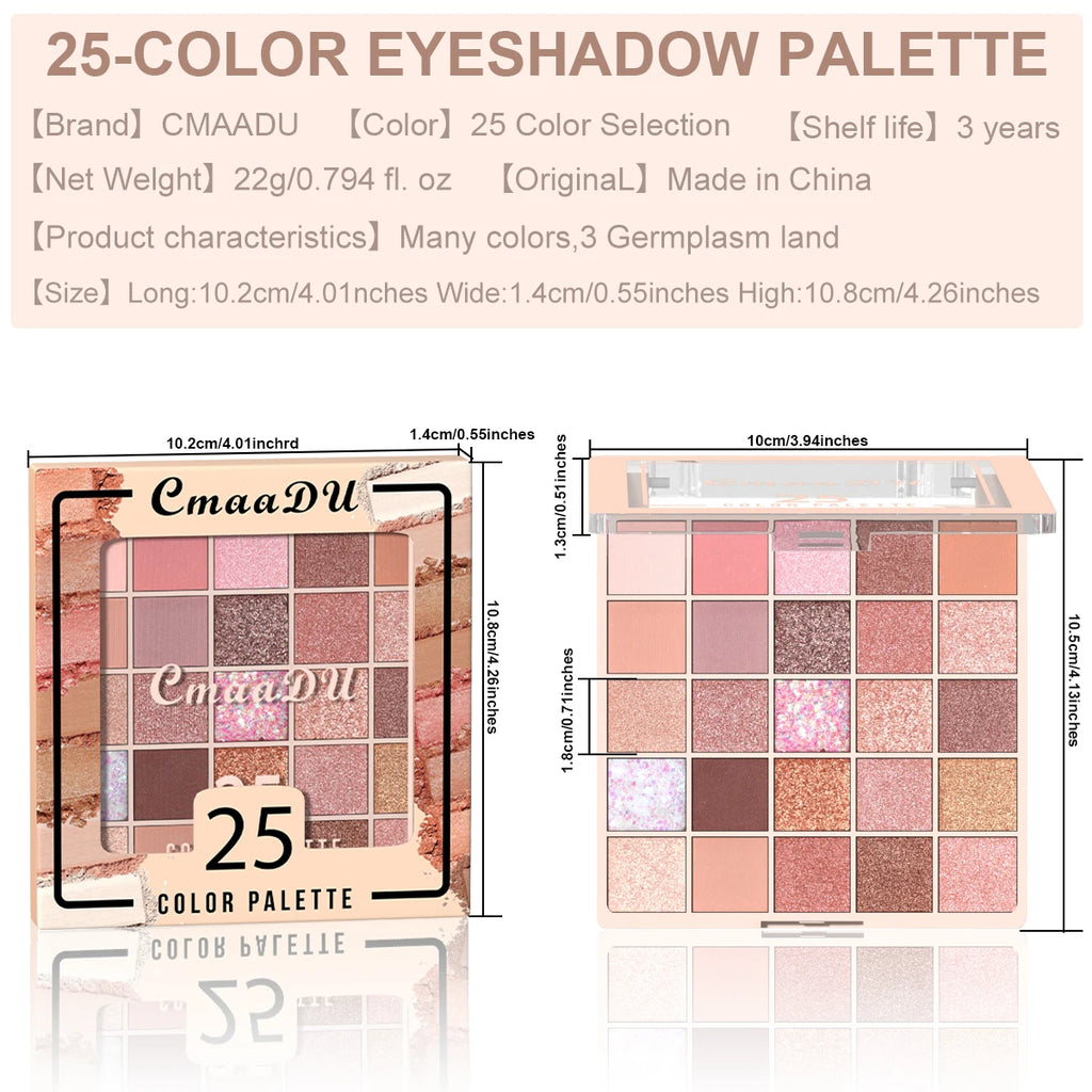 25-Color Eyeshadow Palette | Nude Matte Glitter Earthy Tone Highly Pigmented Waterproof Brown Shimmer | Y2K Valentine's Day Gift Oasis Select