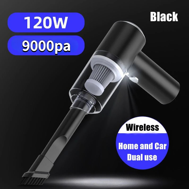 9000Pa Wireless Car Vacuum Cleaner USB Charging 1200mAh Portable Cleaning Appliance Mini Wet and Dry Vacuum Cleaner Household Oasis Select Black