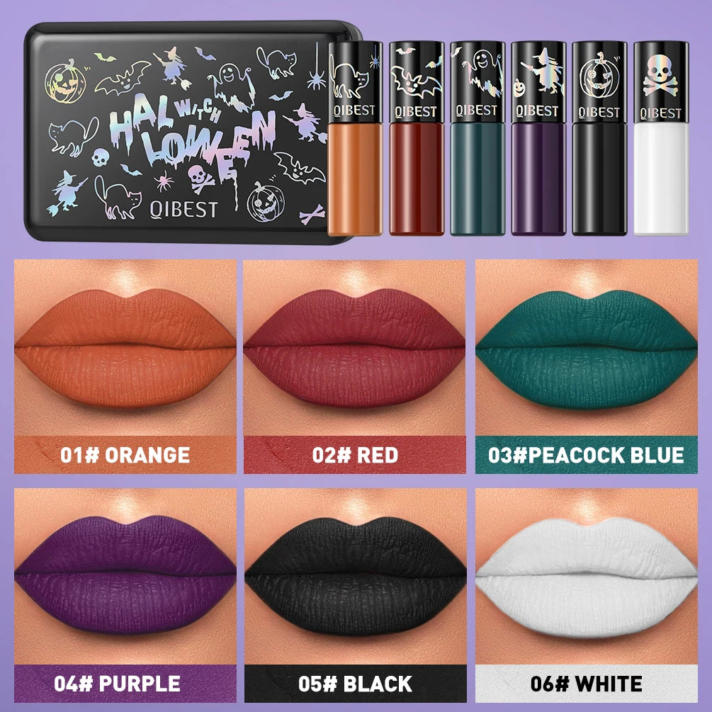 QiBest 6-Pc Matte Liquid Lipstick Set – Halloween Lip Makeup