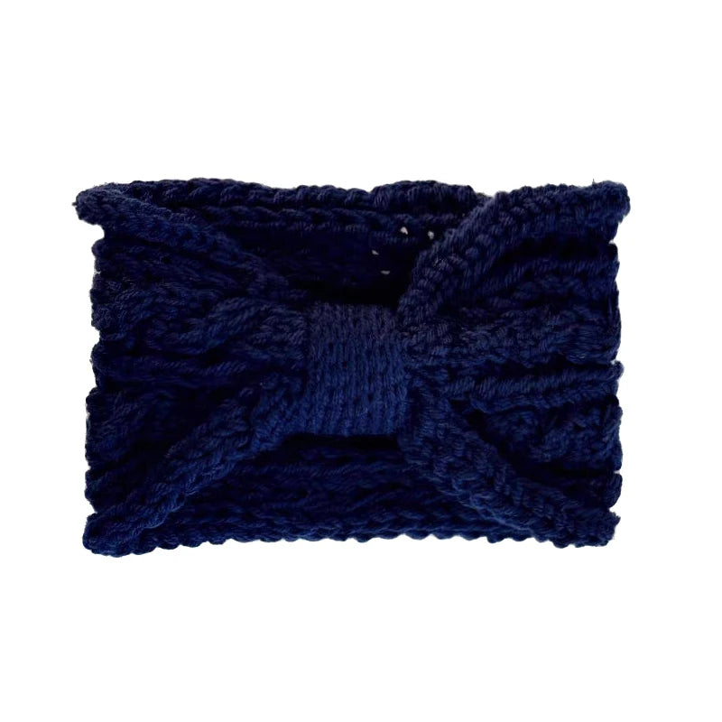 Korean Bow Knit Hair Band – Warm Windproof Headwrap for Girls