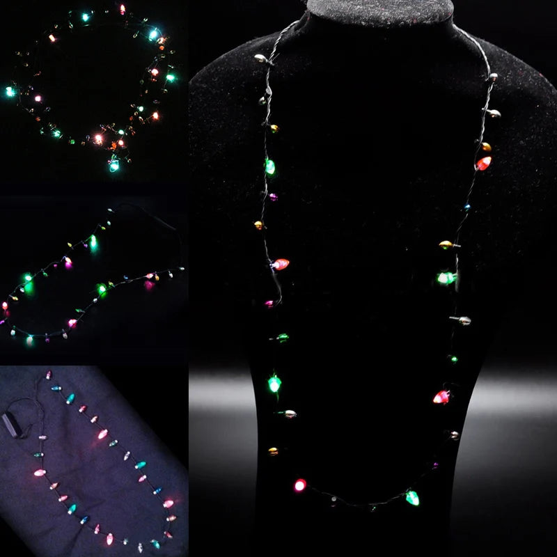 LED Flashing Christmas Light Necklace | 8 Bulbs, 3 Modes