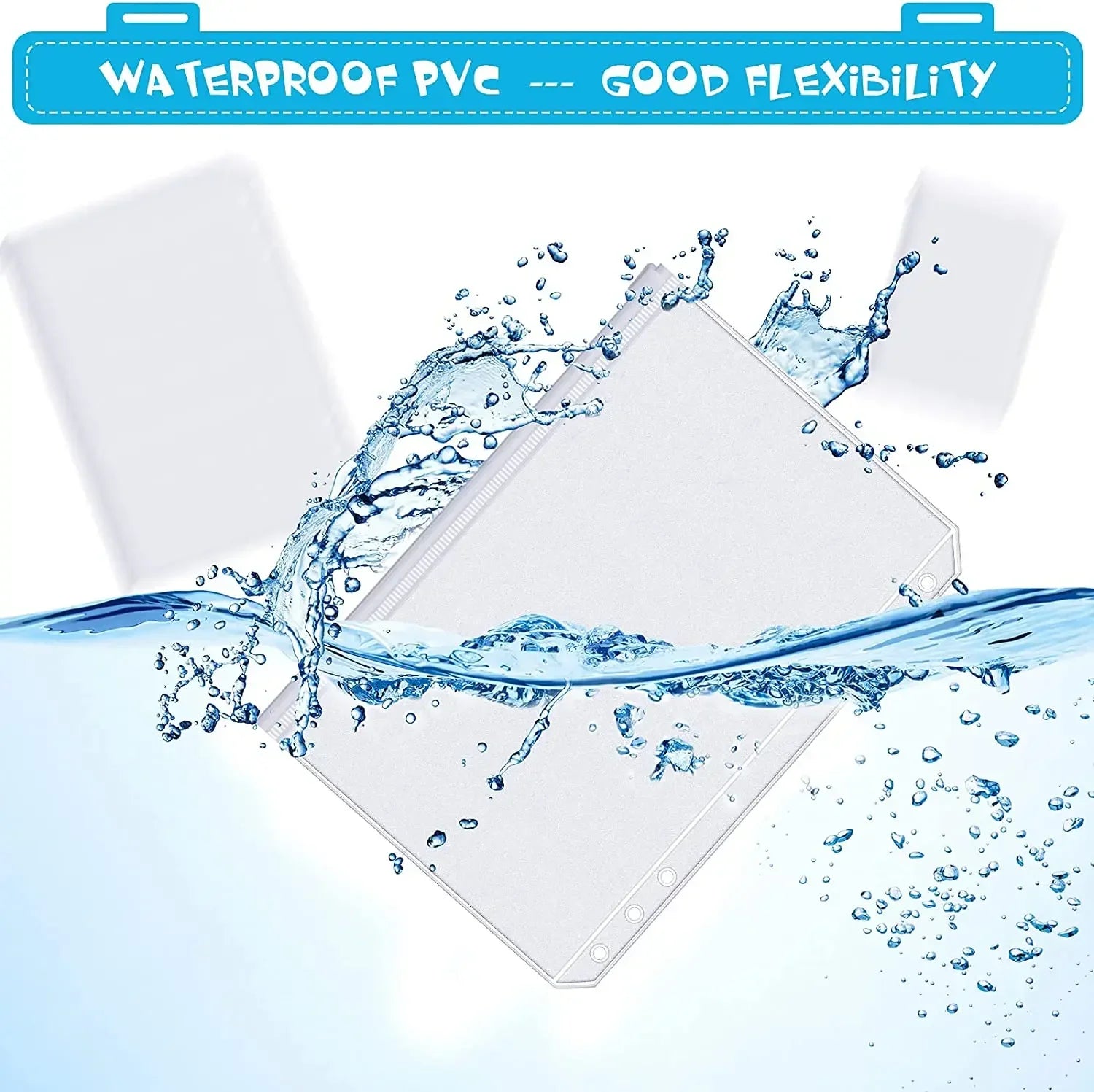 Binder Pockets A6 6-Hole Zipper Binder Pockets Waterproof PVC Cash Budget Envelopes Loose Leaf Bag For Binder Notebook Planner Oasis Select