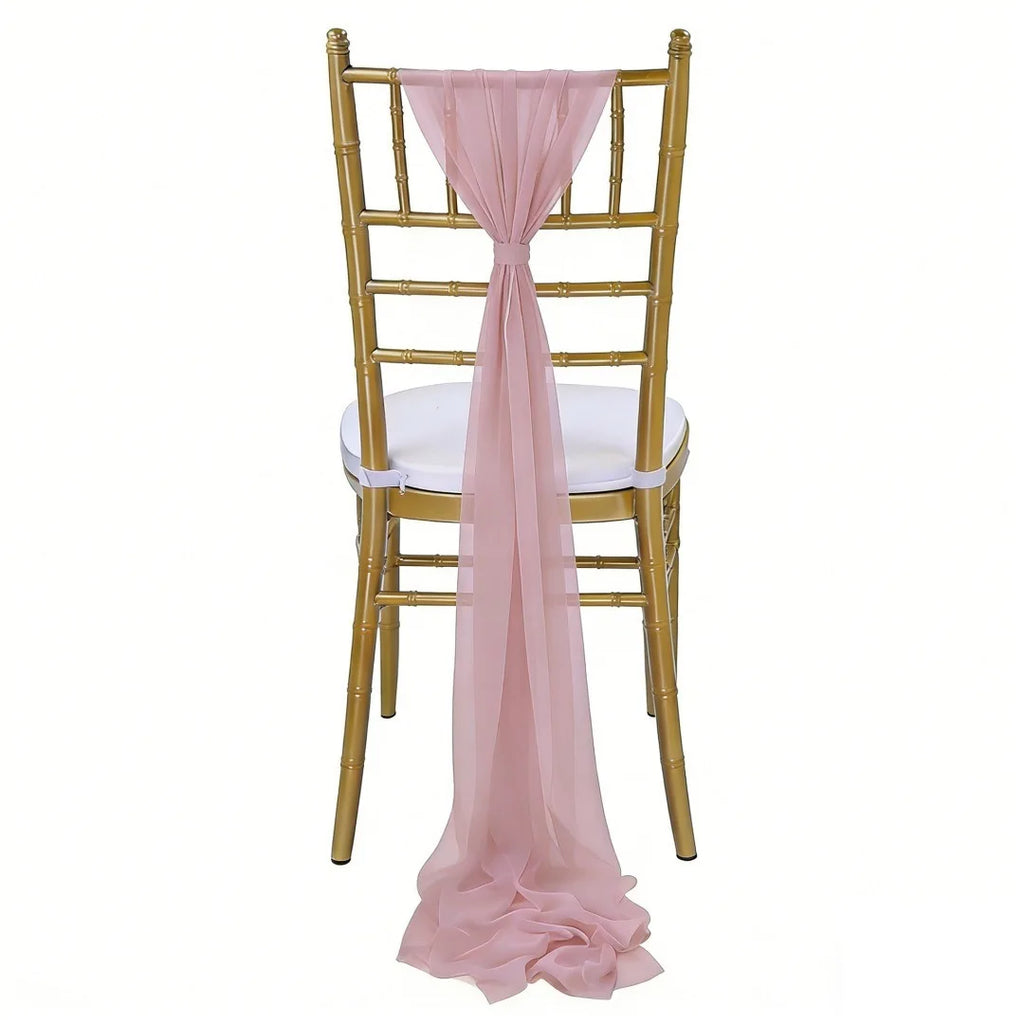 Wedding Chair Sash Beauty Tulle Polyester Streamer Hotel Banquet Decoration Chair Cover Tie Ribbon Bow Oasis Select Gray Pink
