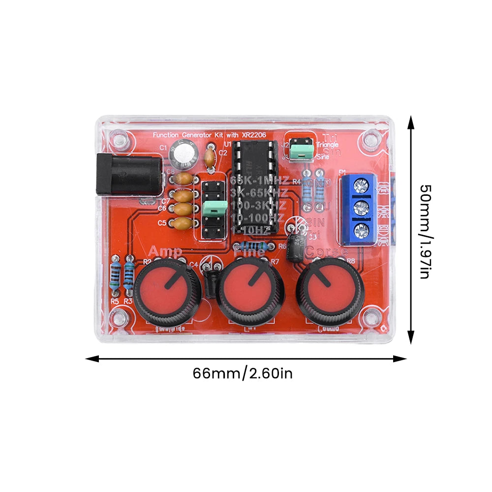 XR2206 High Precision Signal Generator DIY Kit Sine Triangle Square Waves 1Hz 1MHz Frequency Range Adjustable Frequency Oasis Select
