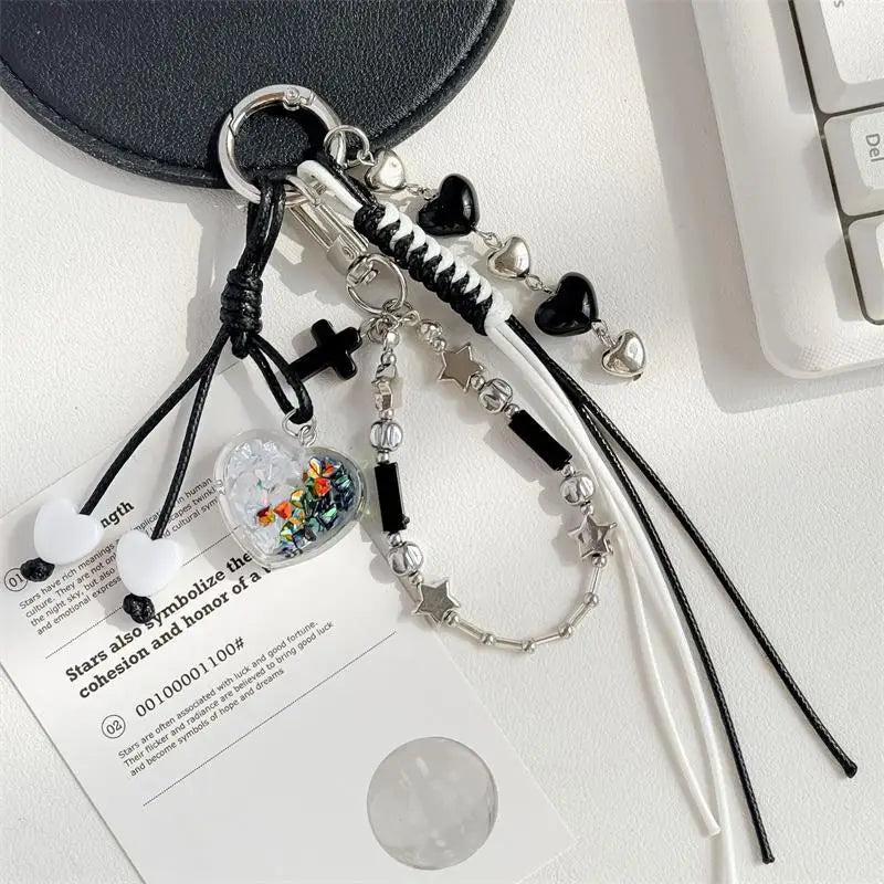 Braided Rope Bow Bead Fluffy Ball Keychain Charm | Girls Gift Keychain Charm Oasis Select