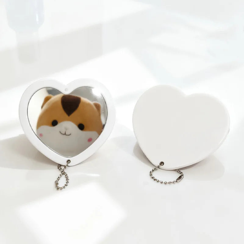 Heart Shaped Compact Makeup Mirror – Double-Sided Pocket Mirror