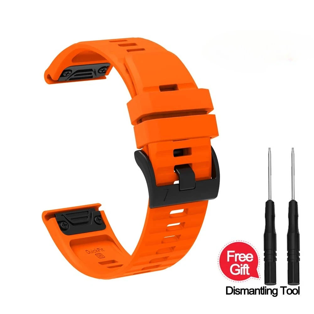 Silicone Quick Fit Band for Garmin Fenix 8/7/6/5 – 22mm & 26mm Silicone Watch Band Oasis Select orange QuickFit 26mm