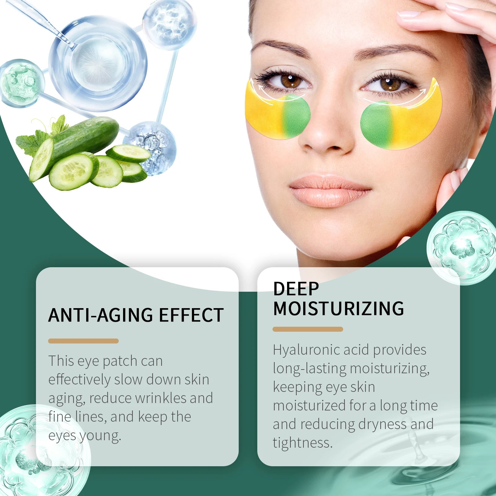 Cucumber Eye Mask Lightening Dark Circles Removal Eye Bags Firming Lifting Eye Patches Moisturizing Reduce Fine Lines Eye Care Oasis Select