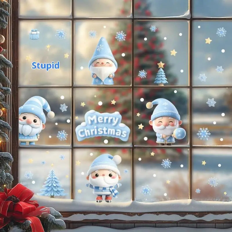 Christmas Window Static Clings – Snowman, Santa & Snowflake