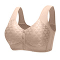 Plus Size Sports Bra Comfortable Wireless Bra with Thin Cotton Cup Breathable Supportive and Shaping Floral Print Lightly Padded Oasis Select Beige 36