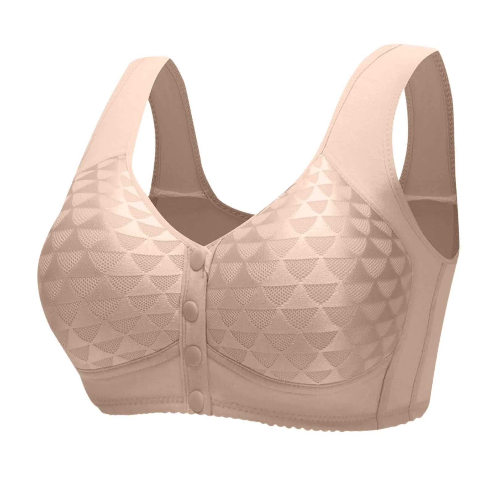 Plus Size Sports Bra Comfortable Wireless Bra with Thin Cotton Cup Breathable Supportive and Shaping Floral Print Lightly Padded Oasis Select Beige 36