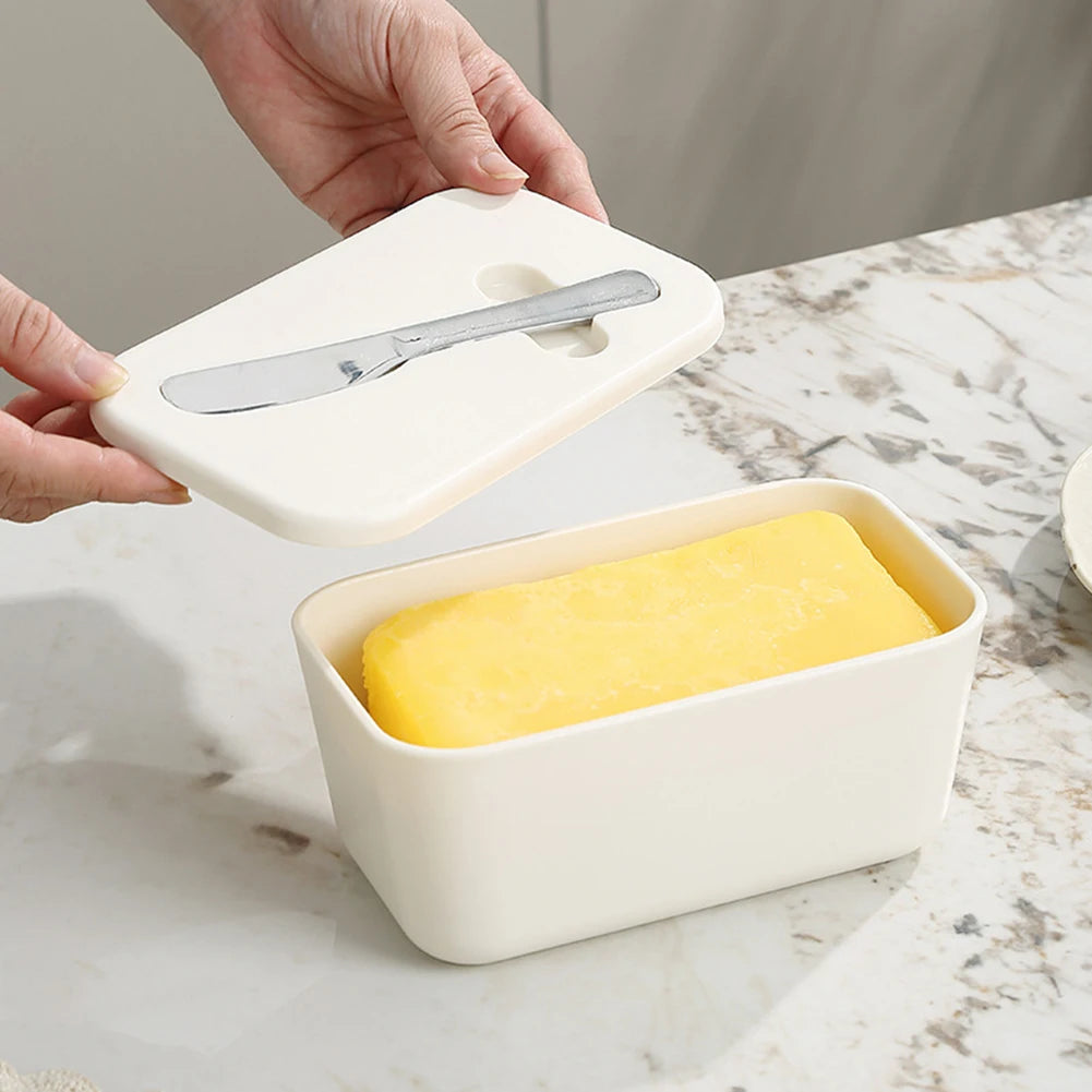 Butter Dish with Lid & Cutter – Airtight Fridge Storage Box