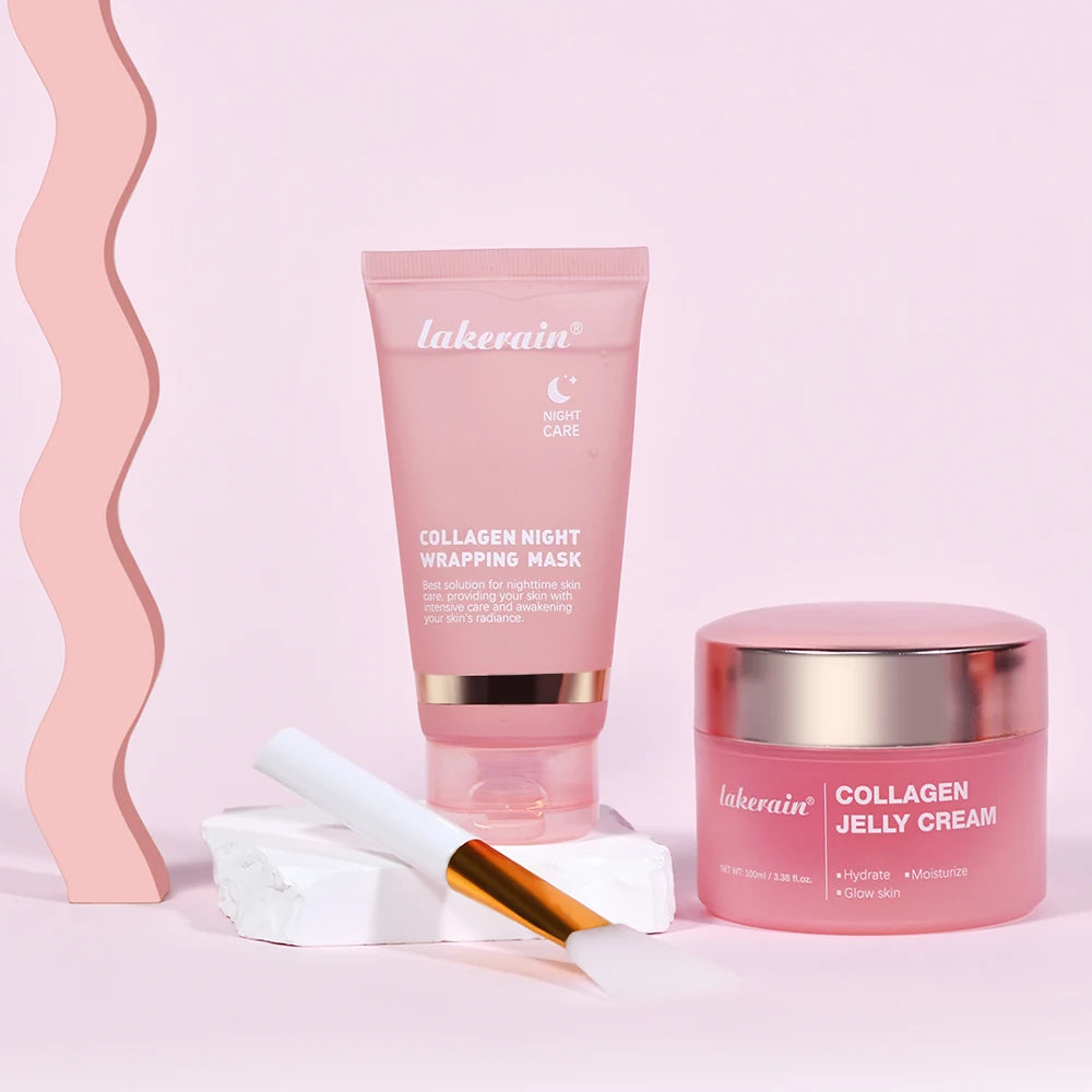 Collagen Jelly Cream Hydrolyzed Collagen Overnight Facial Mask Wrapping Peel-Off Mask Hydrating Firming Moisturizing SkinCare Oasis Select