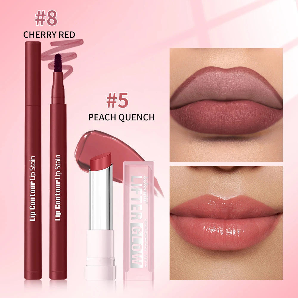 2pcs/set Lip Liner Pencil Smooth Moisturizing Lip Balm Lip Coutour Natural Look Long Lasting Hydrating Lips Makeup Kit Oasis Select SET 2