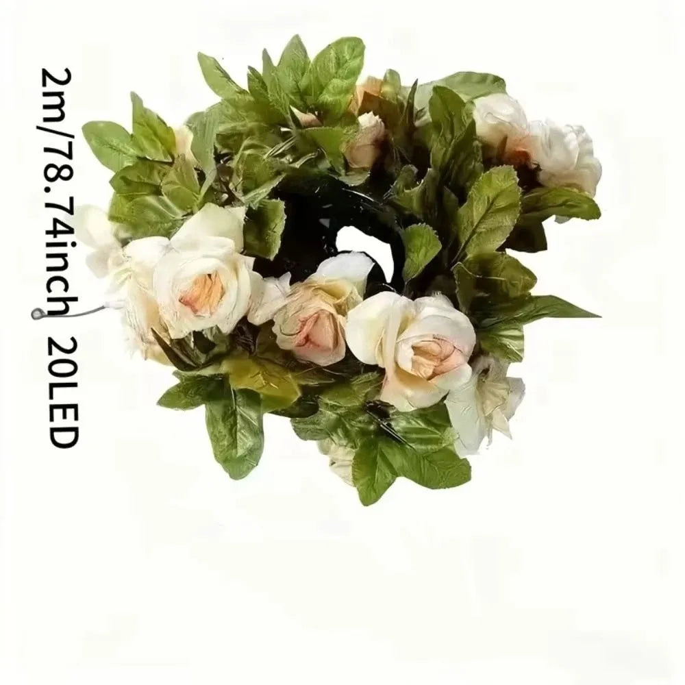 LED LED Rose Lights Floral Garland Simulation Floral Vine Simulation Floral Garland Lamp Hanging Light Waterproof Oasis Select