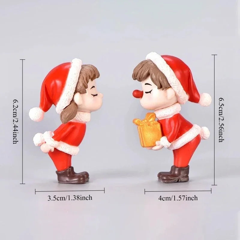 1-20Pairs Mini Christmas Couple Dolls DIY Christmas Decoration Accessories Cute Christmas Couple Dolls Desktop Ornaments Oasis Select