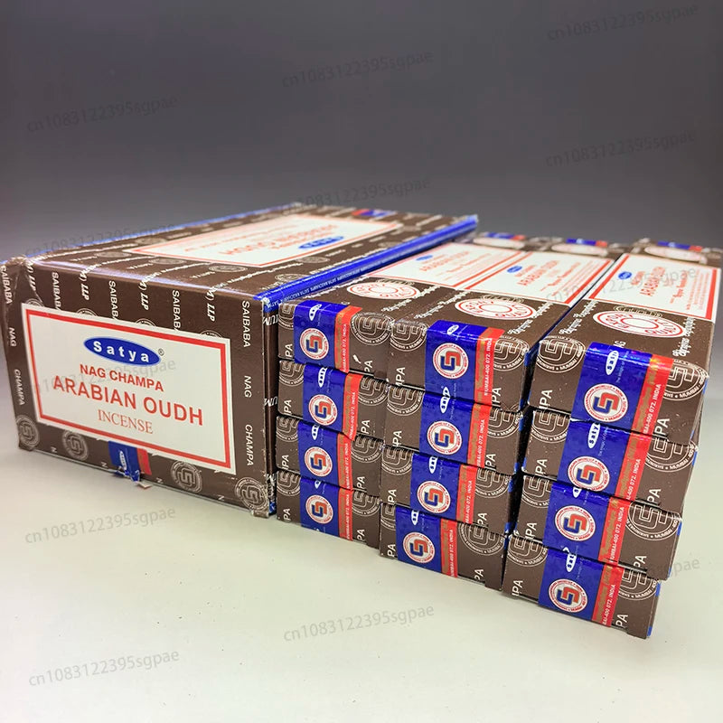 12Boxes Satya Incense Sticks 15g/Box,Home Fragrance Handmade Multiple Mixed Flavors 4Box Super Hit&4Box NATURAL&4Boxes NAGCHAMPA Oasis Select ARABIAN OUDH 12 small boxex