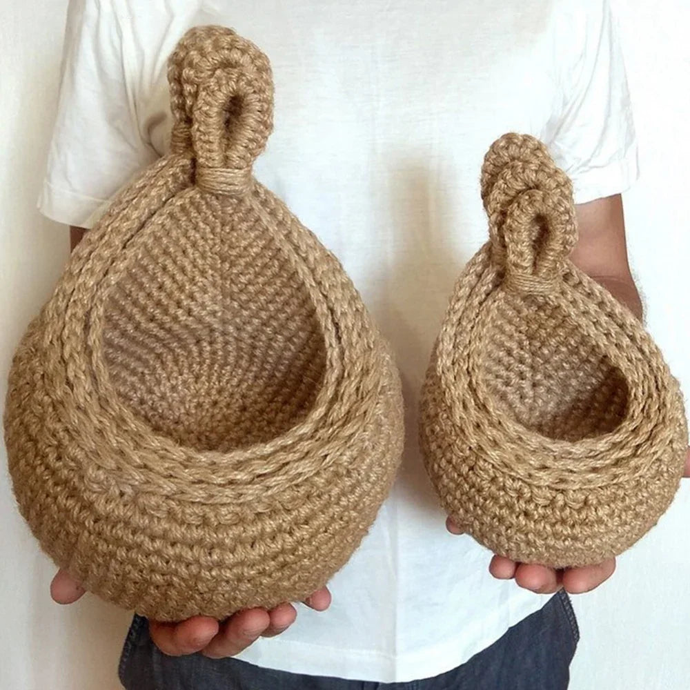 Fruit Vegetable Basket XS-2XL Handwoven Wall Hanging Teardrop Plant Basket Kitchen Table Wall Hanging Storage Basket Container Oasis Select