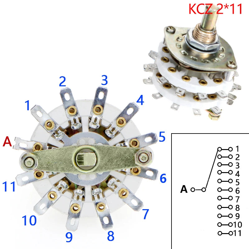 New 2 Pole 6/7/8/9/10 Position 4 Pole 3/5 Position With Channel Rotary Switch Selector With Cap Channel Selector Rotary Switch Oasis Select Other KCZ 2x11
