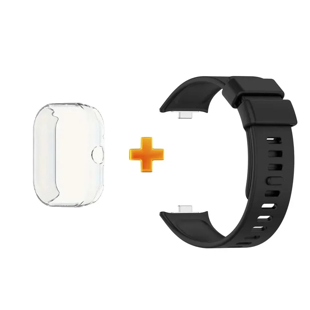 Redmi Watch 4 Silicone Strap & TPU Case Set – Shockproof Cover Smartwatch Strap Set Oasis Select black