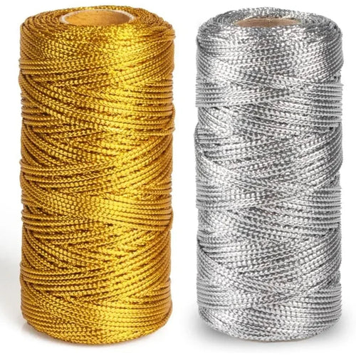 1.5mm 100M Gold Silver Macrame Cord Rope String for Sewing DIY Rope 100M Macrame Rope String for Sewing and Crafts Thread Twine Oasis Select
