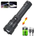 Mini Powerful 3 LED Flashlight USB Rechargeable Built-in Battery Torch 5 Modes Waterproof Lamp with Tail Magnet Tactical Lantern Oasis Select Big Black-C