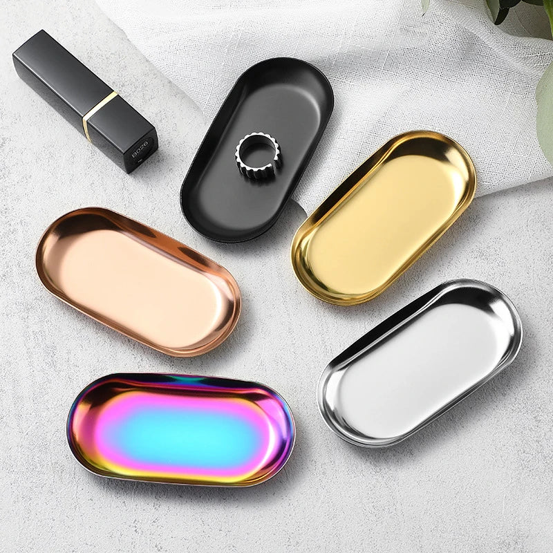 Stainless Steel Cosmetic Storage Tray False Nails Dish Tools Storage Tray Nail Art Equipment Plate Doctor Surgical Dental Tray Oasis Select