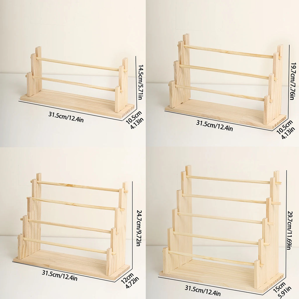 1pc Solid Wood 2-Layer/3-layer/4-Layer/5-Layer Hair Accessories Desktop Jewelry Stand Suitable for Hair Rope and Hoop Organizer Oasis Select