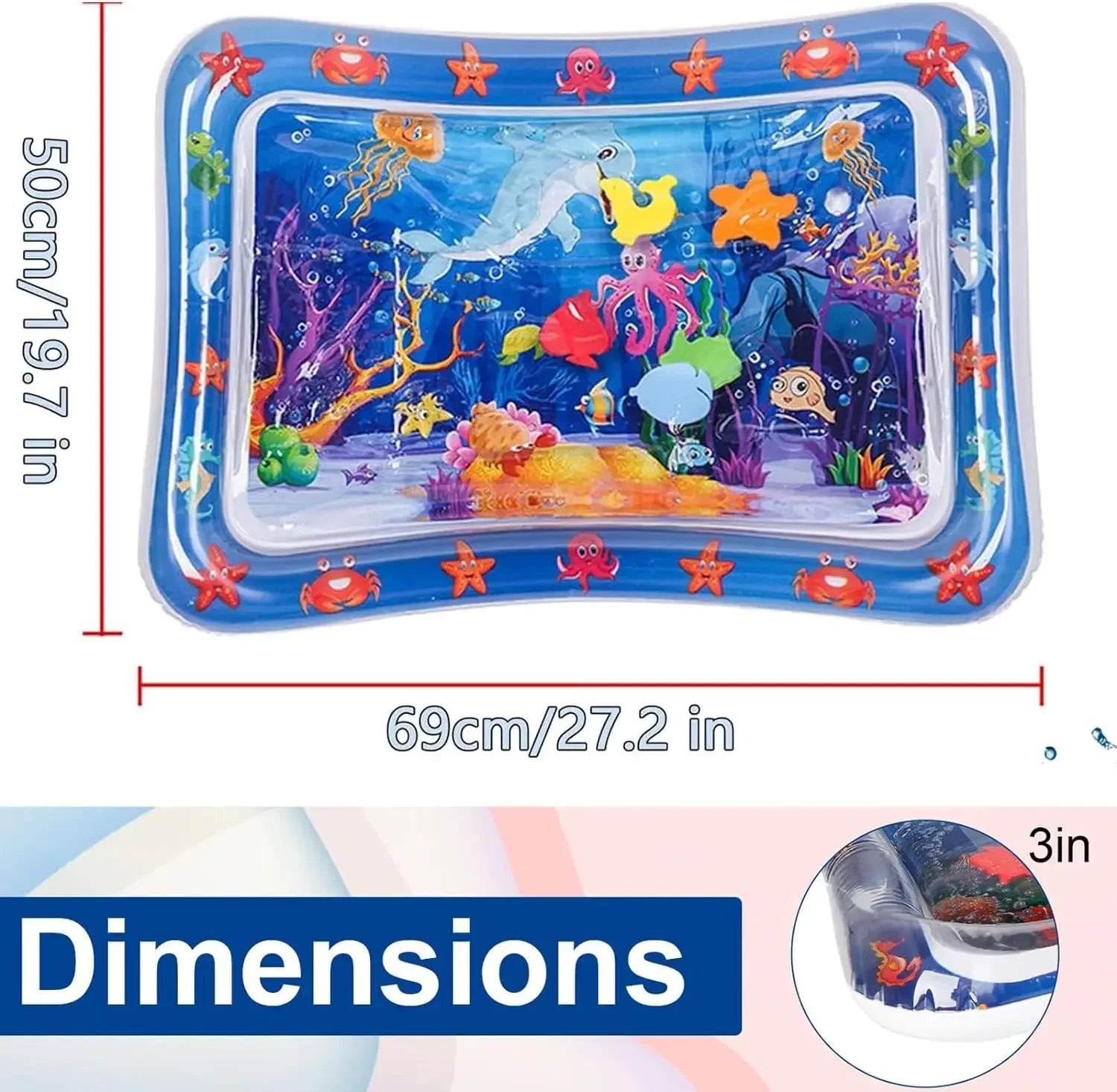 Water Sensory Play Mat Thickened Inflatable Water Mat For Cat And Dog Pet Playmat With Fish Sea Ocean Theme Sensory Toy Water Oasis Select