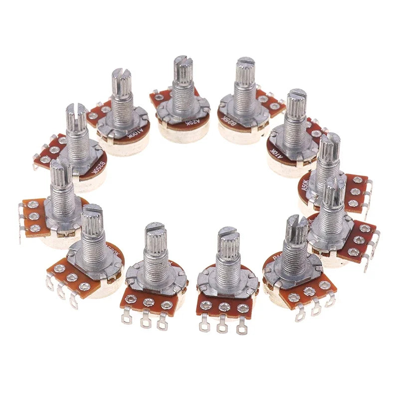 A500K B500K A250K B250K A50K B50K A25K B25K Potentiometer Splined Small Pot Electric Guitar Bass Effect Amp Tone Volume18mm Oasis Select