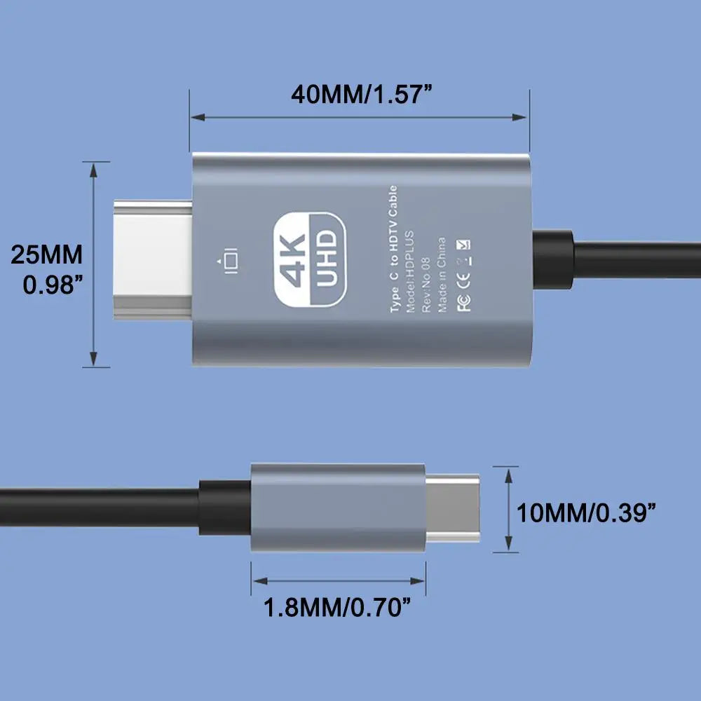 BUDI USB-C to HDMI Cable 4K@30Hz 2M | MacBook & ThinkPad