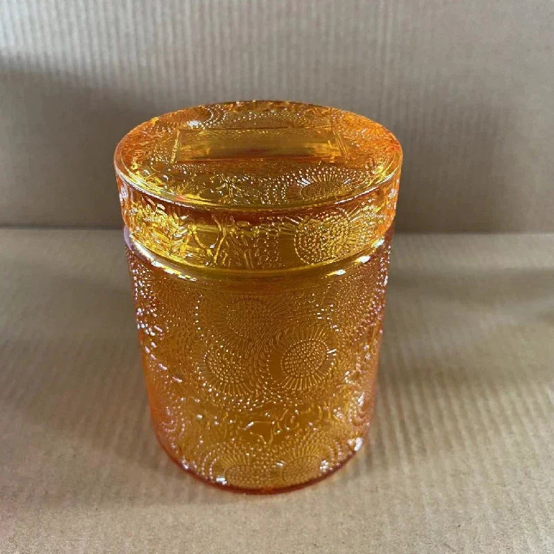 Glass Storage Jar with Lid Candle Empty Cup Storage Container Home Decoration Diy Candle Storage Box Living Room Decoration Oasis Select YELLOW