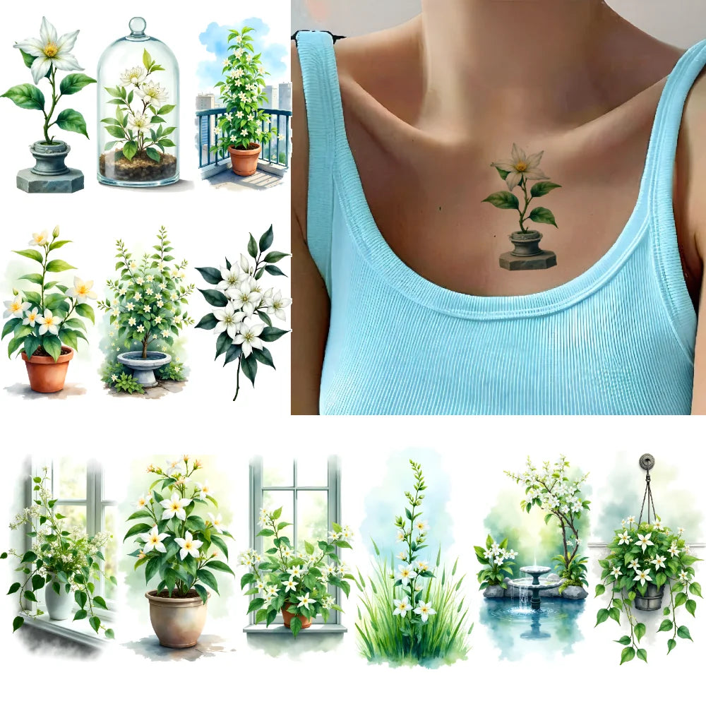 9-Pack Floral Temporary Tattoos – Waterproof Body Stickers