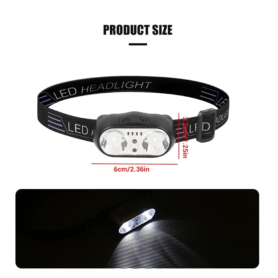 Mini Portable LED Sensor Head Lamp Powerful USB Rechargeable Headlight Lantern Front Light Torch for Camping Working Lantern Oasis Select