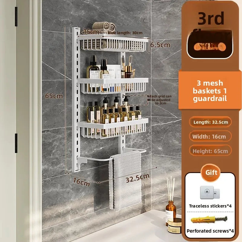 Multi-layer adjustable kitchen cabinet wall condiment seasoning rack No punching wall hanging storage shelf Oasis Select 3-1-White-3-62 31