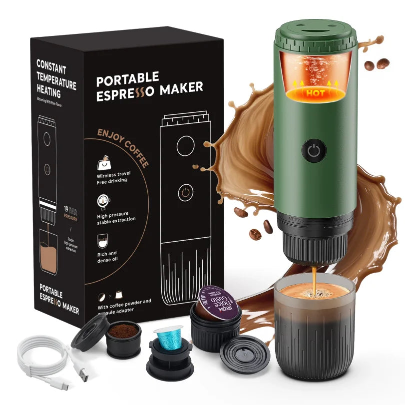Portable Espresso Machine 3-in-1 Travel Coffee Maker for Camping Hiking Office Self-Heating with USB-C 2026new Oasis Select
