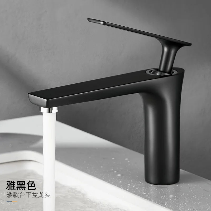 All Copper Black Gold Basin Faucet Sink Hot and Cold Faucet White Heightened Bathroom 1/2,3/8 Oasis Select A G3/8