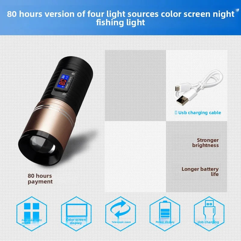 SHINEKNOT 800LM Zoomable LED Night Fishing Flashlight | 10W