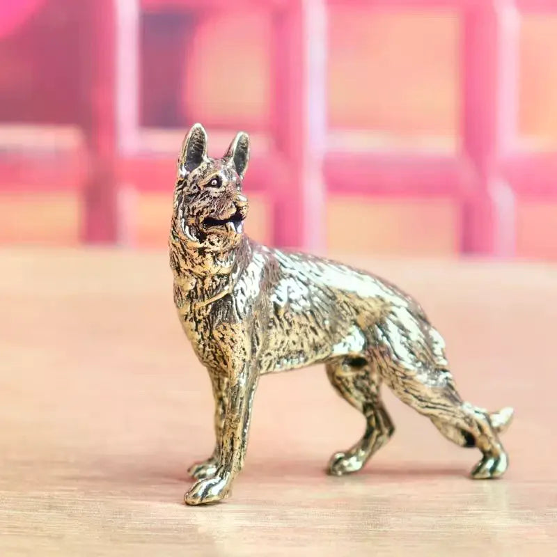 Vintage Copper Lucky Dog Miniature Figurines Desktop Small Brass Ornaments Wolf Tea Pets Home Decorations Oasis Select