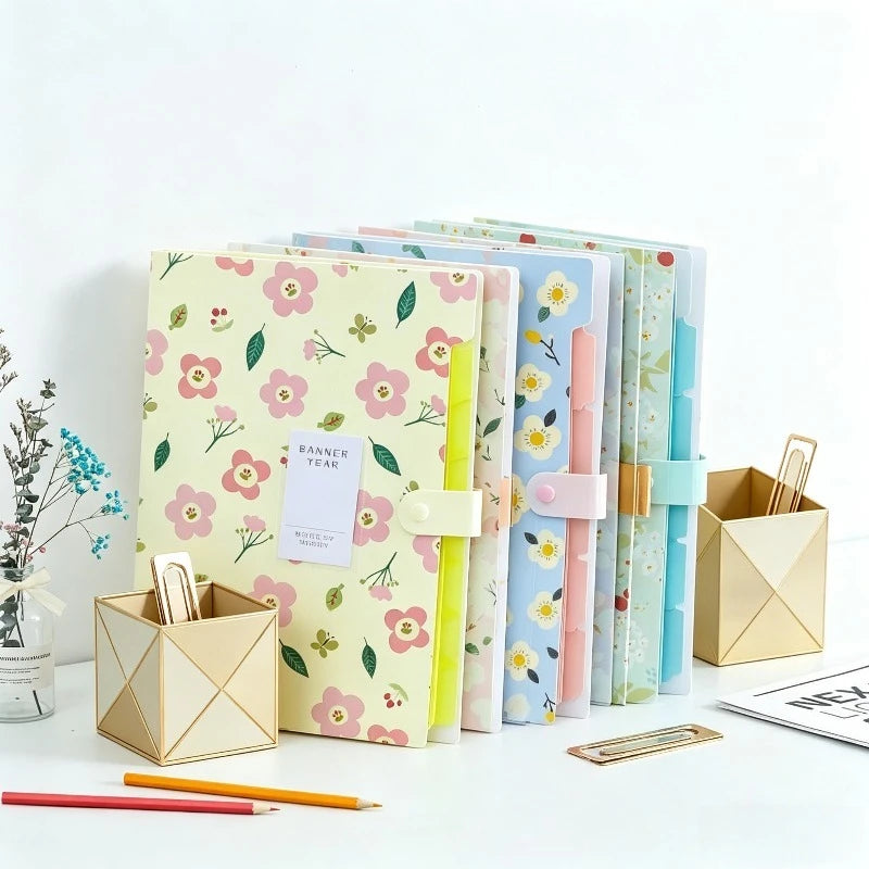 A4 Folder 5 Layers Macaron Color File Large Capacity Document Organizer Student School and Office Supplies Stationery Oasis Select